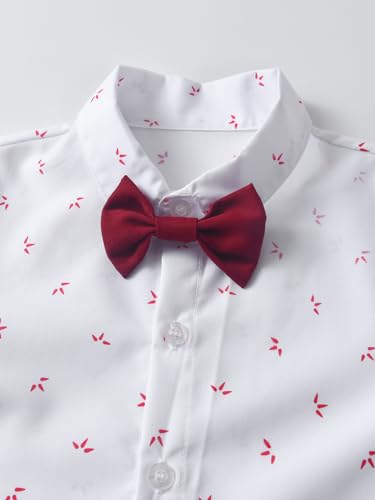 Image of Boarnseorl Baby Boys Pants Sets, Infant Long Sleeve Shirt + Pants + Bow Tie + Suspenders Outfits