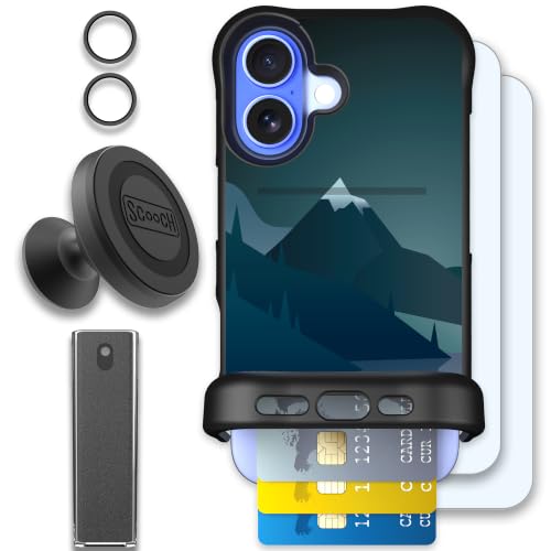 Scooch for iPhone 16 Wallet Case Card Holder, Wingmate, Midnight Ridge