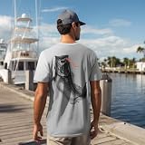 Palmyth Mens Fishing Shirts Short Sleeve UPF 50+ Quick-Dry T-Shirts Breathable Air Mesh Shirt (Gray/Largemouth Bass, M)