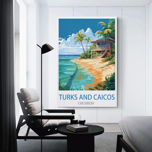 Tableau vintage îles Turques et Caïques HeyBox impression toile 50x75cm - 3