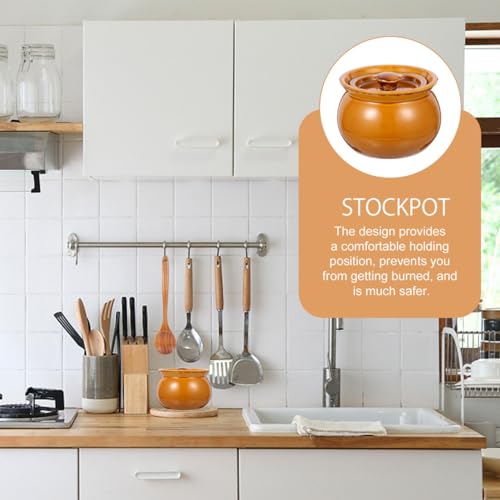 Happyyami Ceramic Stew Pot 4.41In Home Soup Bowl with Lid Clay Casserole for Culinary Preparation High-Temperature Resilient - Image 7