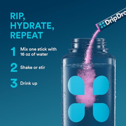Image of DripDrop Hydration Packets - Bold Variety Pack - Single Serve Electrolytes Powder Drink Mix - Watermelon, Berry, Lemon, Orange - Non-GMO, Gluten Free - 16OZ Serving Size - 80 Sticks - Value Pack