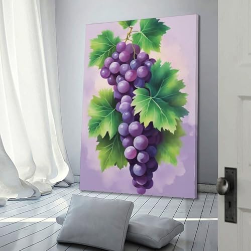 Impression sur toile raisins violets JIDUHON 20x30 cm cadre moderne