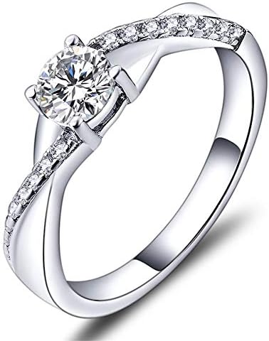YL 925 Sterling Silver Engagement Ring 5MM 3A Cubic Zirconia Infinity Ring for Women-size8