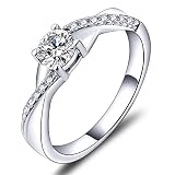 YL 925 Sterling Silver Engagement Ring 5MM 3A Cubic Zirconia Infinity Ring for Women-size8