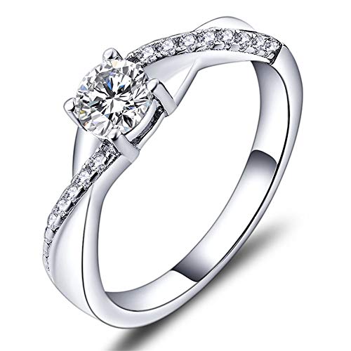 Yl 925 Sterling Silver Engagement Ring 5Mm 3A Cubic Zirconia Infinity Ring For Women-Size8 #TOP13