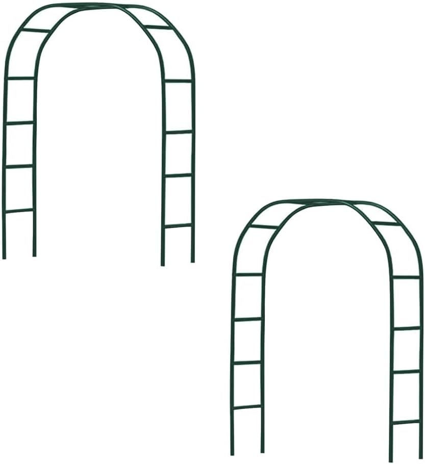 Newsmarts 2PCS 7.9Ft Metal Garden Arch Army Green Garden Arbor for Various Climbing Plant Roses Vines Bridal Party Decoration