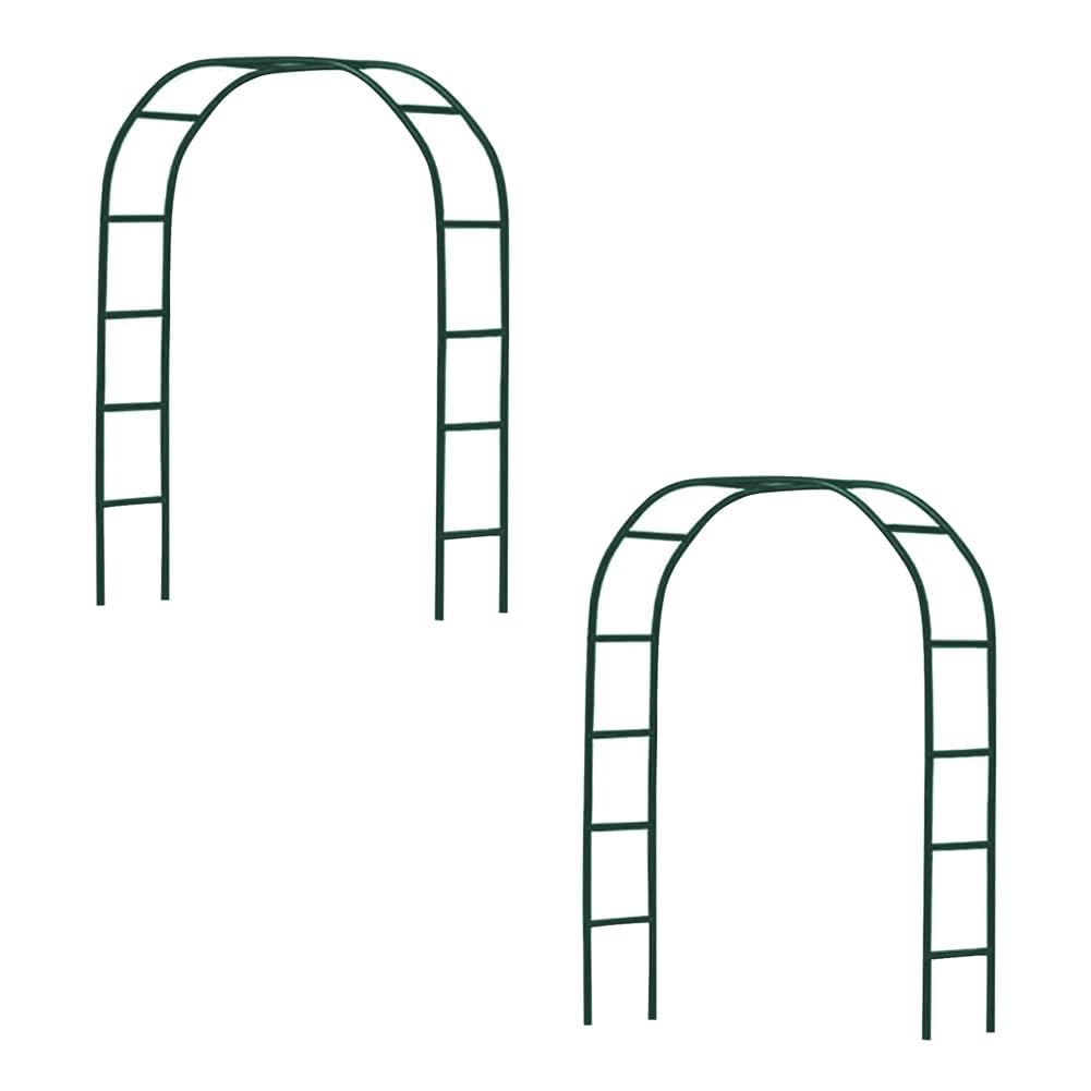Newsmarts 2PCS 7.9Ft Metal Garden Arch Army Green Garden Arbor for Various Climbing Plant Roses Vines Bridal Party Decoration