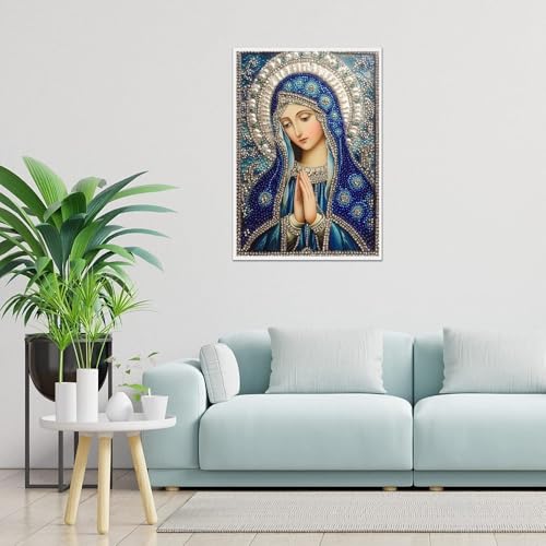 LXTONG Virgin Mary Prayer Diamond Art Kits for Adults, Virgin Mary Diamond Art Painting, Religion Crystal Rhinestones Diamond Painting for Beginners Home Wall Decor (12X16 inches) by LXTONG - Image 2