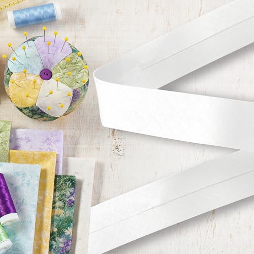 Les Petits Rubans Biais de couture - 20 mm de large, plié 10 mm, longueur 5 mètres, 100% coton - Bordure pour couture, ameublement, vêtements, couvertures - Blanc – vue 6