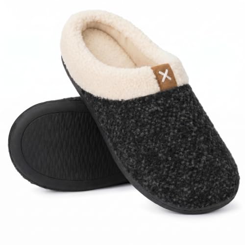 Image of ULTRAIDEAS Mens Sherpa Memory Foam Slippers Fuzzy for Indoor，Black，13-14