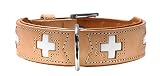 HUNTER SWISS Hundehalsband, Leder, hochwertig, schweizer Kreuz, 55 (M), natur/beige