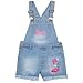 Barbie Girl's Crewneck T-Shirt and Denim Short Overalls 2-Piece Set Pink Convertible Tee and Jean Shortalls for Kids (Pink and Blue, Size 6/6X)