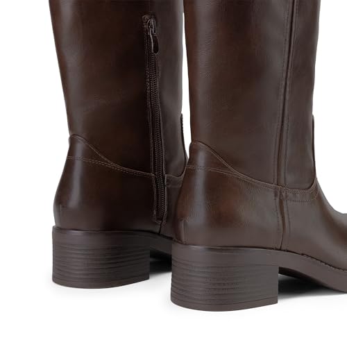 Image of DREAM PAIRS Women's Square Toe Platform Chunky Block Heel Knee High Riding Boots