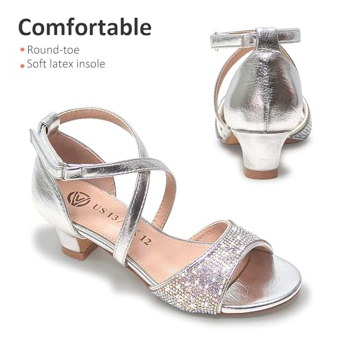 Vonair Girls Sandals Open Toe Heels Dress Shoes for Girls Wedding Party Shoes3