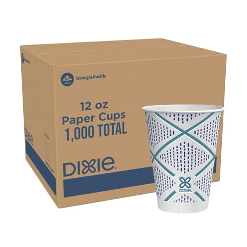 Dixie To Go Paper Coffee Cups 12 oz 1000 Count Disposable Insulated Paper Cups for On-The-Go Hot or Cold Beverages