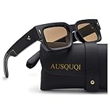 AUSQUQI Thick Frame Square Sunglasses for Men Women Trendy Chunky Rectangle Rivet Design Shades for Men SunGlasses UV400 Protection