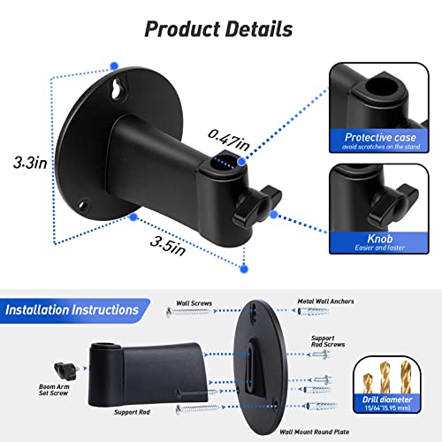 Sunmon Microphone Wall Mount And Metal Table Mounting Clamp, Universal Microphone Boom Arm Stand Compatible With Hyperx Quadcast, Blue Yeti, Blue Snowball, Shure Sm58 Microphone #TOP2