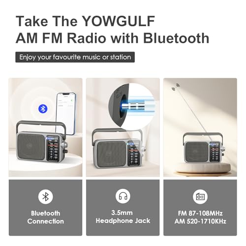 YOWGULF AM FM Radio Portable Battery Operated or AC Power Headphone Jack by YOWGULF - Image 3