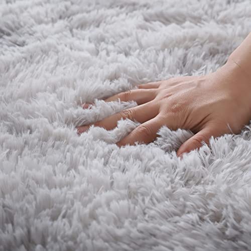 MARATIP Round Rug 150 x 150 cm Light Grey Washable Anti Slip Fluffy Shaggy Rugs, 150 cm (Round) - Image 2