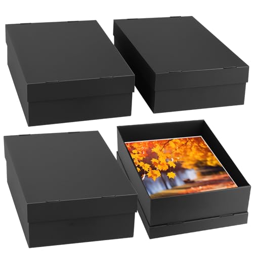 AOBOPLE 4 Pack Photo Storage Box,9.45" x 12.6" x 3.23" Archival Storage Box with Lids,Keepsake Box Perfect to Store Your Photo,Pictures,9x12 Documents, Keepsakes and Jewelry Home and Office Organizer
