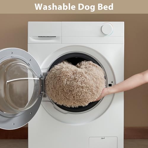 WNPETHOME Calming Dog Bed & Cat Bed,Small Dog Bed Donut Design Faux Fur Anti-Anxiety Dogs Beds,Fluffy Pet Cushion Pet Beds for Small Dogs and Cats (20 x 20 Inch, Brown) - Thumbnail 6