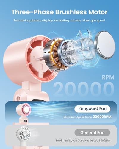 Image of 2 Pack Handheld Portable Turbo Fan with Ice Cooler, Speed (1-199) 5500mAh*2 Rechargeable Personal Fan,[20H Cooling Time] Mini Yet Powerful, Small Pocket Fans for Travel /Outdoor /Office, Pink
