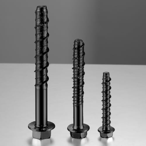 Wensilon 1/2" x 3" Black Rust Resistant Epoxy Coated Plated Large Diameter Concrete Screw Actual Thickness 9/16"(14mm) for Anchoring to Masonry, Brick or Block (100 pcs) by Wensilon - Used condition - Image 4