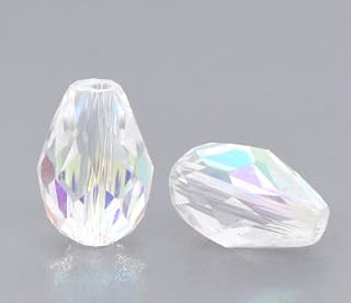 20 Clear AB Teardrop Faceted Crystal Glass Beads 11mm x 8mm J10449XD