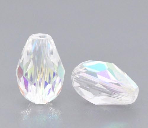 20 Clear AB Teardrop Faceted Crystal Glass Beads 11mm x 8mm J10449XD