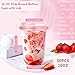 KesaPlan 50 Pack 16 oz Pink Plastic Party Cups with Sip Lids, Disposable Iced Coffee Cup with Lid, Round Bottom Stemless Glasses Drinking Cups for Valentine's Galentine's Bachelorette Party Holiday