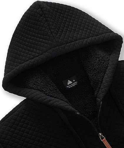 ZITY Men's Zip Up Hoodie Sherpa Lined Heavyweight Jacket Waffle Knit Fleece Thick Winter Warm Sweatshirt4