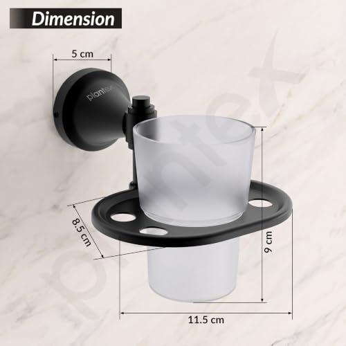 Image of Plantex 304 Grade Stainless Steel Tumbler Holder Stand with Spaces /ABS Material Toothbrush Stand for Basin /Bathroom Accessories - Niko (Black)