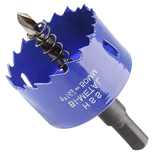 Luomorgo 50mm/2 inch Hole Saw, 1 1/4 inch Cutting Depth HSS Bi-Metal Hole Cutter for Wood Cornhole Boards Plastic Drywall & Metal Sheet