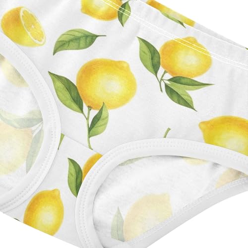 Bright Yellow Lemons White Girl Panties Cute Girls Underwear Toddler Cotton Durable Kids Briefs Undies 2t4