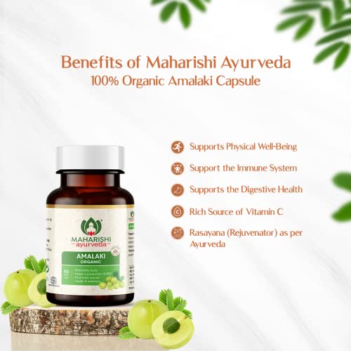 Image of Maharishi Ayurveda Organic Amalaki Tablet 700 MG | Amla Rasayana | Detoxifies Body | Rich In Vitamin C | Boosts Immunity | Improves Digestion (60 Capsules)