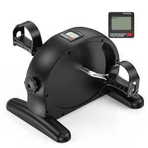 RYGEO Mini Pedal Exerciser Bike Portable Pedal Exerciser Legs and Arms Fitness Cycling with LCD Display for Seniors Rehab, Under Desk Bike Black