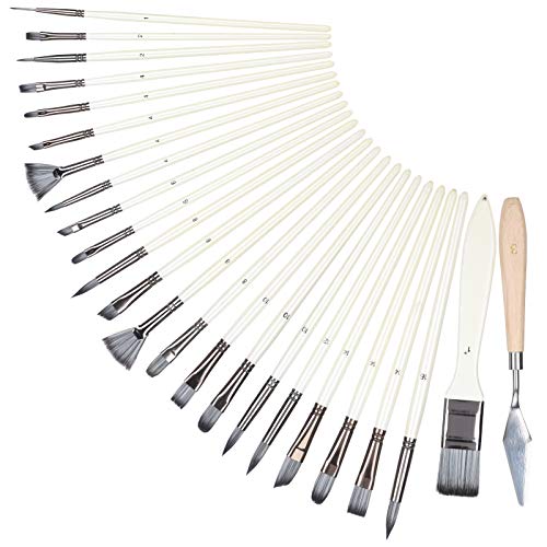Pinceles de pintura con mango de madera para acuarela y técnicas acrílicas 4