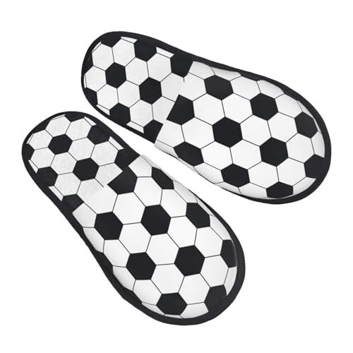 Soccer Ball Print Women'S Fuzzy Slip On Indoor Outdoor Winter House Slippers2