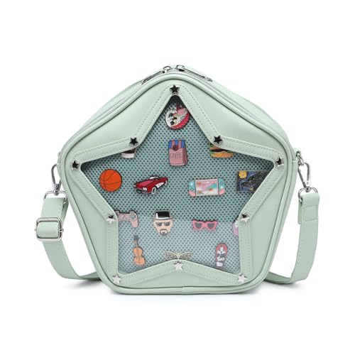 Image of Star PU Ita Crossbody Y2K Aesthetic Clear Pin Window Kawaii Anime Purse | Star Design For Cosplay, Meetups & Daily Y2K Outfits
