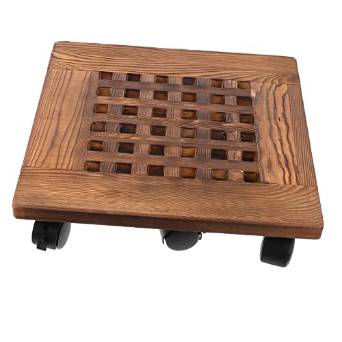 Kisangel 1 Pc Bandeja de Maceta Portamacetas de Madera múltiple agarradera movible Jardinera sobre Ruedas Olla para maceteros Apoyo Suministros de jardinería macetero Engrosado el plastico