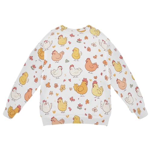 JUNZAN Cartoon Cute Chicken White Little Boys Hooded Sweatshirt Fleece Outerwear for Kids Sports 4T2