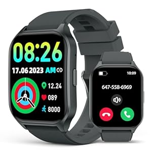SOUYIE Smart Watch (Answer/Make Call), 2.06″ Curved AMOLED Screen Smartwatch for Men Women, 100+ Sport Modes Fitness Tracker, Heart Rate Sleep SpO2 Monitor, IP68 Waterproof, Android and iOS Compatible