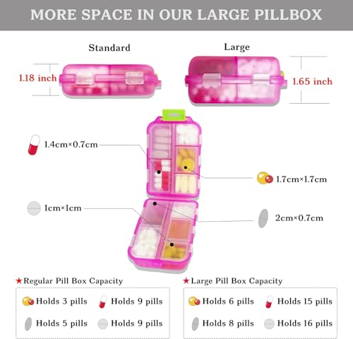 Image of 3 Pack Large Pill Organizers with Medicine Labels, Pink Blue Purple | Set of 3 large pill cases with 3x161 medicine labels for 7-day planning, family use, travel, and separate routines