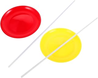 Spinning Rods with Plates 2 Sets Plastic Juggling Toys for Boys and Girls | Circus Performance Accessory, Balanced Design and Wear Resistant Build, Portable for Stage Shows and Street Art