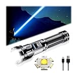 1000000 Lumens LED Flashlight,Super Bright USB Rechargeable Tactical Torch,High Powerful Handheld Searchlight,IPX5 Waterproof,Zoomable,7 Light Modes,Magnetic Tail