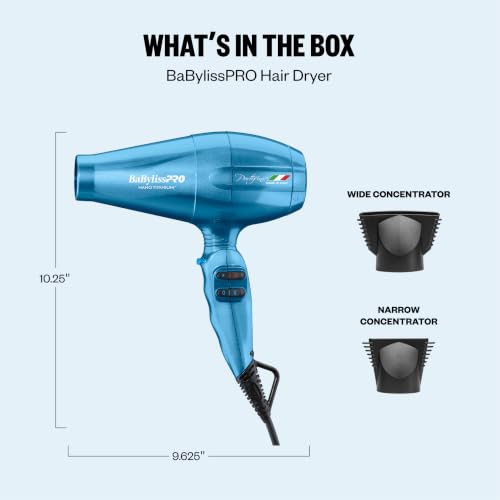 BaBylissPRO Hair Dryer, Nano Titanium Portofino 2000-Watt Blow Dryer, Hair Styling & Appliances, Blue, BNTB6610N by BaBylissPRO - Used condition - Image 7