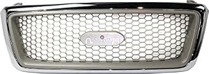 Evan-Fischer Grille Assembly Compatible with 2004-2008 Ford F-150 Chrome Shell/Beige Honeycomb Insert New Body Style
