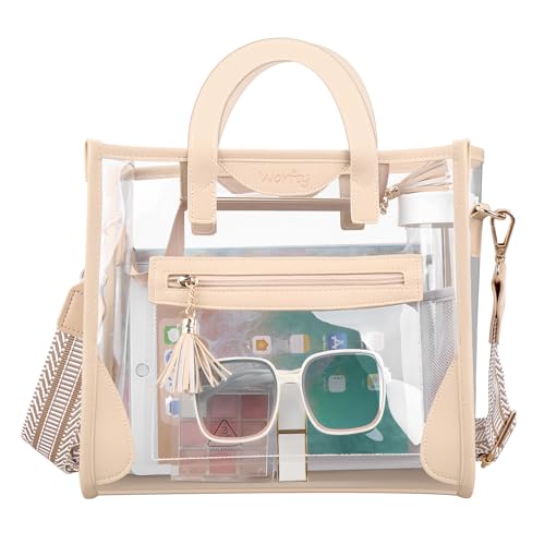 Large Clear Tote Bag, Clear Purse Handbag Crossbody Bag for Women Stadium Events Approved (with Inner Pouch)