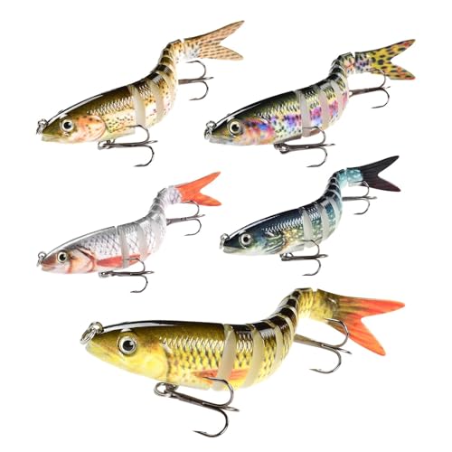 Multi Jointed Swimbait - Swim Baits for Bass Fishing, Fishing Attractants Baits, Realistic Bass Lures with Built-in Ball,Rust Resistant Fishing Bait for Pelagic Boat Rock and Beach Fishing